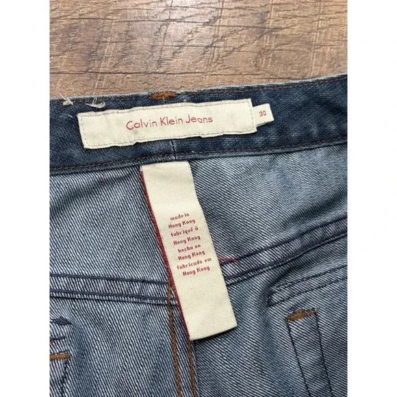 Vintage Calvin Klein Ultra Low Boot Cut Flaired Jeans Embroidered Pockets 32x31 - Picture 4 of 12